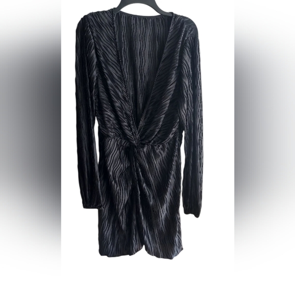 Black Texured Black Mini Dress - Picture 2 of 8